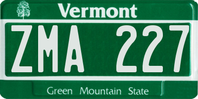 VT license plate ZMA227