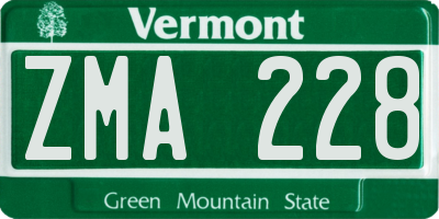 VT license plate ZMA228