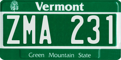 VT license plate ZMA231