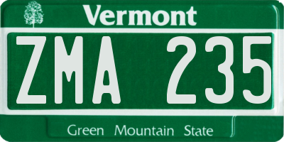 VT license plate ZMA235