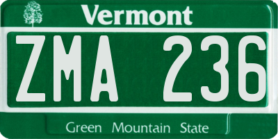 VT license plate ZMA236