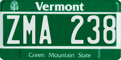 VT license plate ZMA238