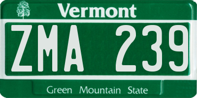 VT license plate ZMA239