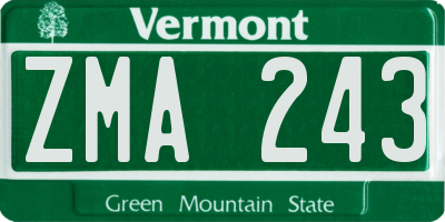 VT license plate ZMA243