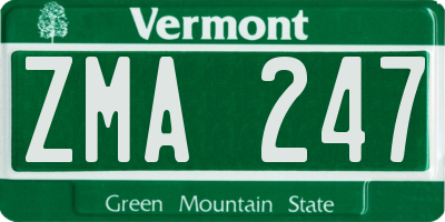 VT license plate ZMA247