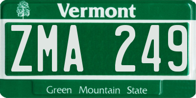 VT license plate ZMA249