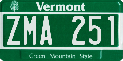 VT license plate ZMA251