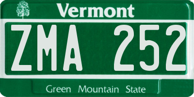 VT license plate ZMA252