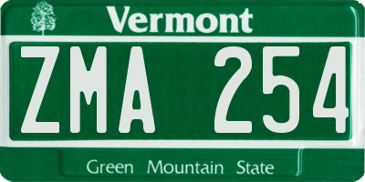 VT license plate ZMA254