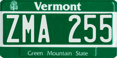 VT license plate ZMA255