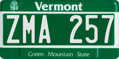 VT license plate ZMA257