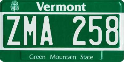 VT license plate ZMA258