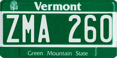VT license plate ZMA260