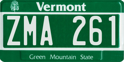 VT license plate ZMA261
