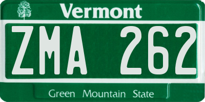 VT license plate ZMA262