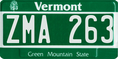 VT license plate ZMA263