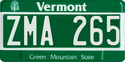 VT license plate ZMA265