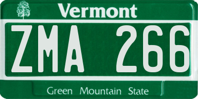 VT license plate ZMA266