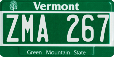 VT license plate ZMA267