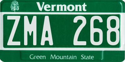 VT license plate ZMA268