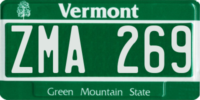 VT license plate ZMA269