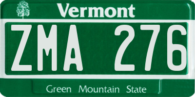VT license plate ZMA276