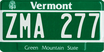 VT license plate ZMA277