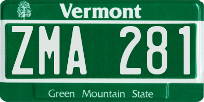 VT license plate ZMA281