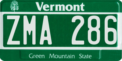 VT license plate ZMA286