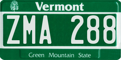 VT license plate ZMA288