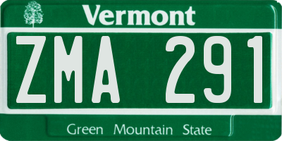VT license plate ZMA291