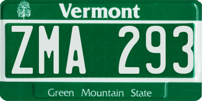 VT license plate ZMA293