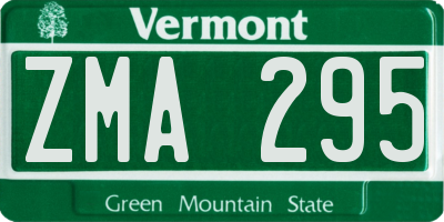 VT license plate ZMA295