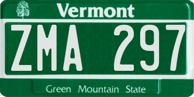 VT license plate ZMA297