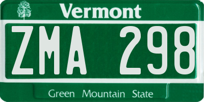 VT license plate ZMA298