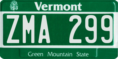 VT license plate ZMA299