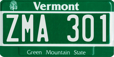 VT license plate ZMA301
