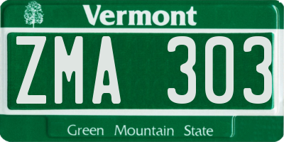 VT license plate ZMA303