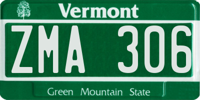 VT license plate ZMA306