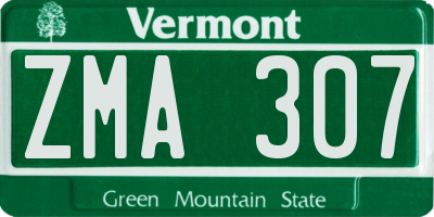 VT license plate ZMA307