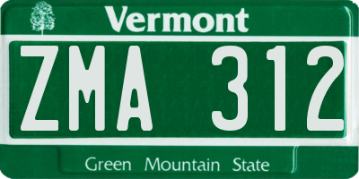 VT license plate ZMA312
