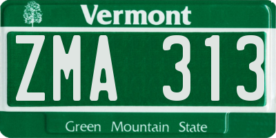 VT license plate ZMA313