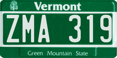 VT license plate ZMA319