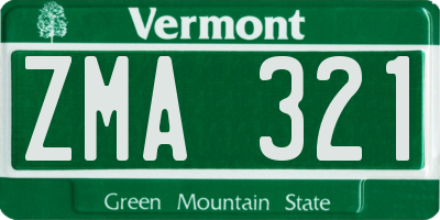 VT license plate ZMA321