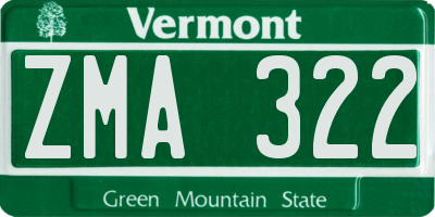 VT license plate ZMA322