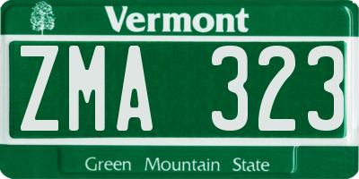 VT license plate ZMA323