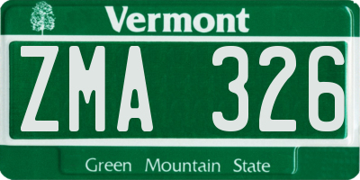 VT license plate ZMA326