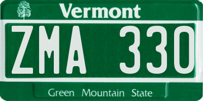 VT license plate ZMA330