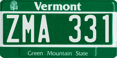 VT license plate ZMA331