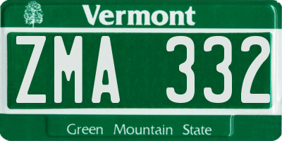 VT license plate ZMA332